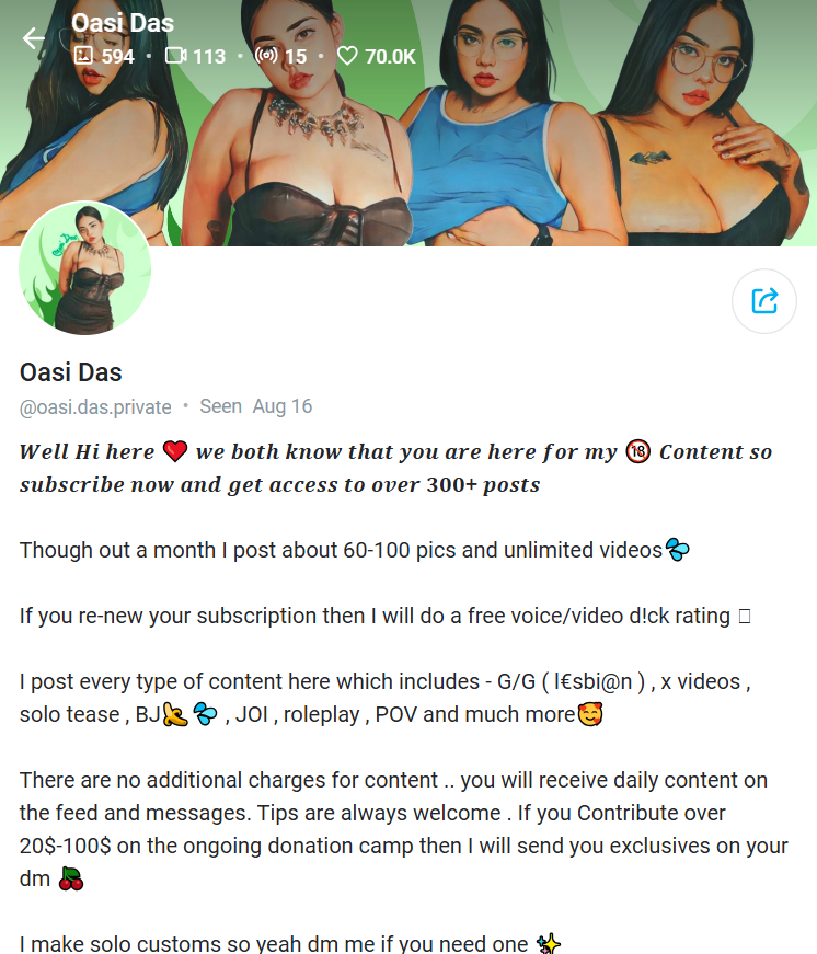 Oasi das onlyfans account
