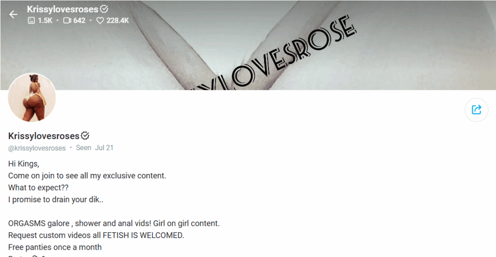 Krissylovesroses onlyfans profile - Indian model from Miami USA