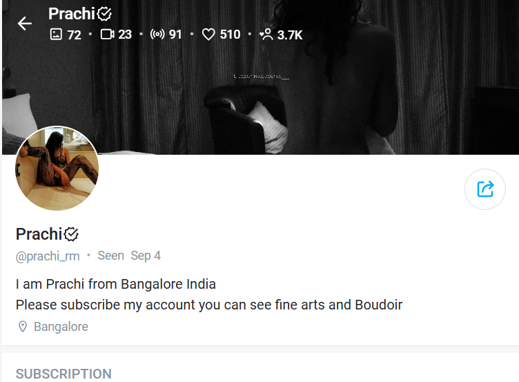 Prachi Onlyfans account - from Banglore